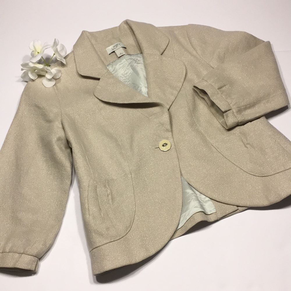 LOFT Cream Sparkle Blazer